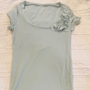 Jcrew perfect fit light teal floral scoop neck cotton tshirt size small